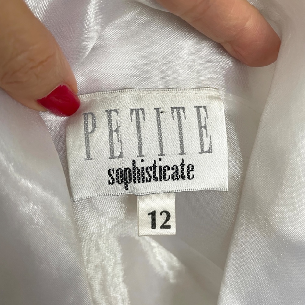 Vintage Sheer White Organza Cropped Tie Blouse - M/L - Picture 8 of 13